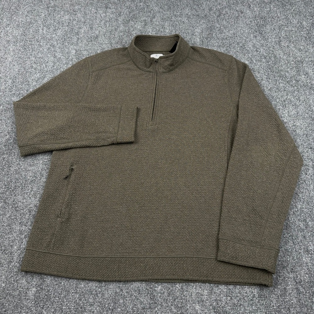 7 Diamonds Restoration Performance 1/4 Zip Pullover Men XL Olive Green Textured